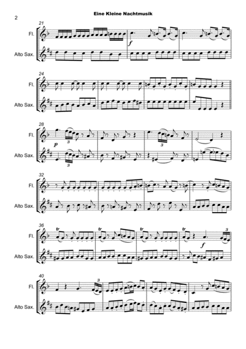 Eine Kleine Nachtmusik, Allegro, by W A Mozart. Flute and Alto Saxophone Duet image number null
