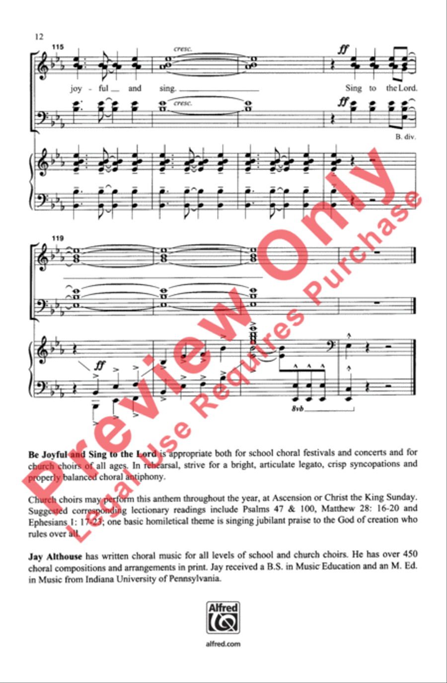 Be Joyful and Sing to the Lord 4-Part scores gallery preview page 12