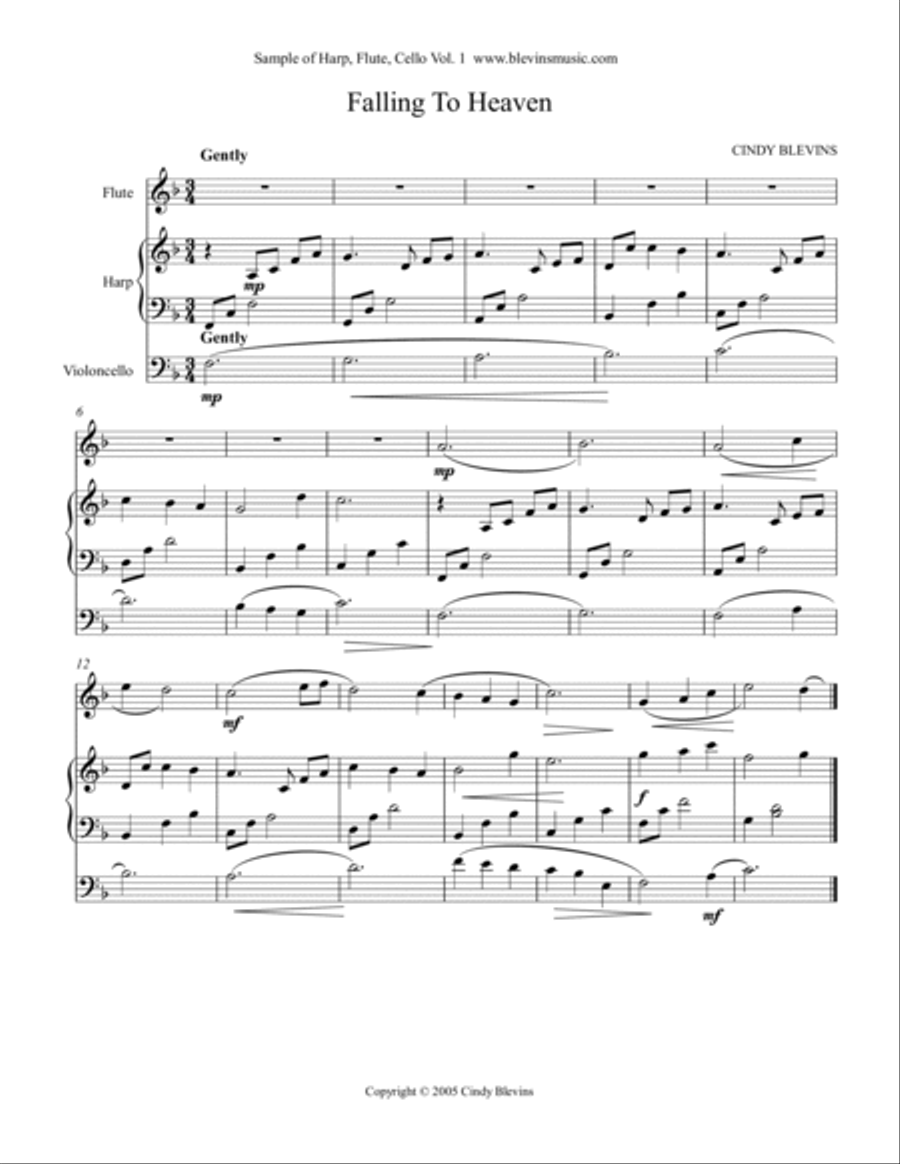 Cindy Blevins for Harp, Flute and Cello, Vol. 1 Flute scores gallery preview page 2