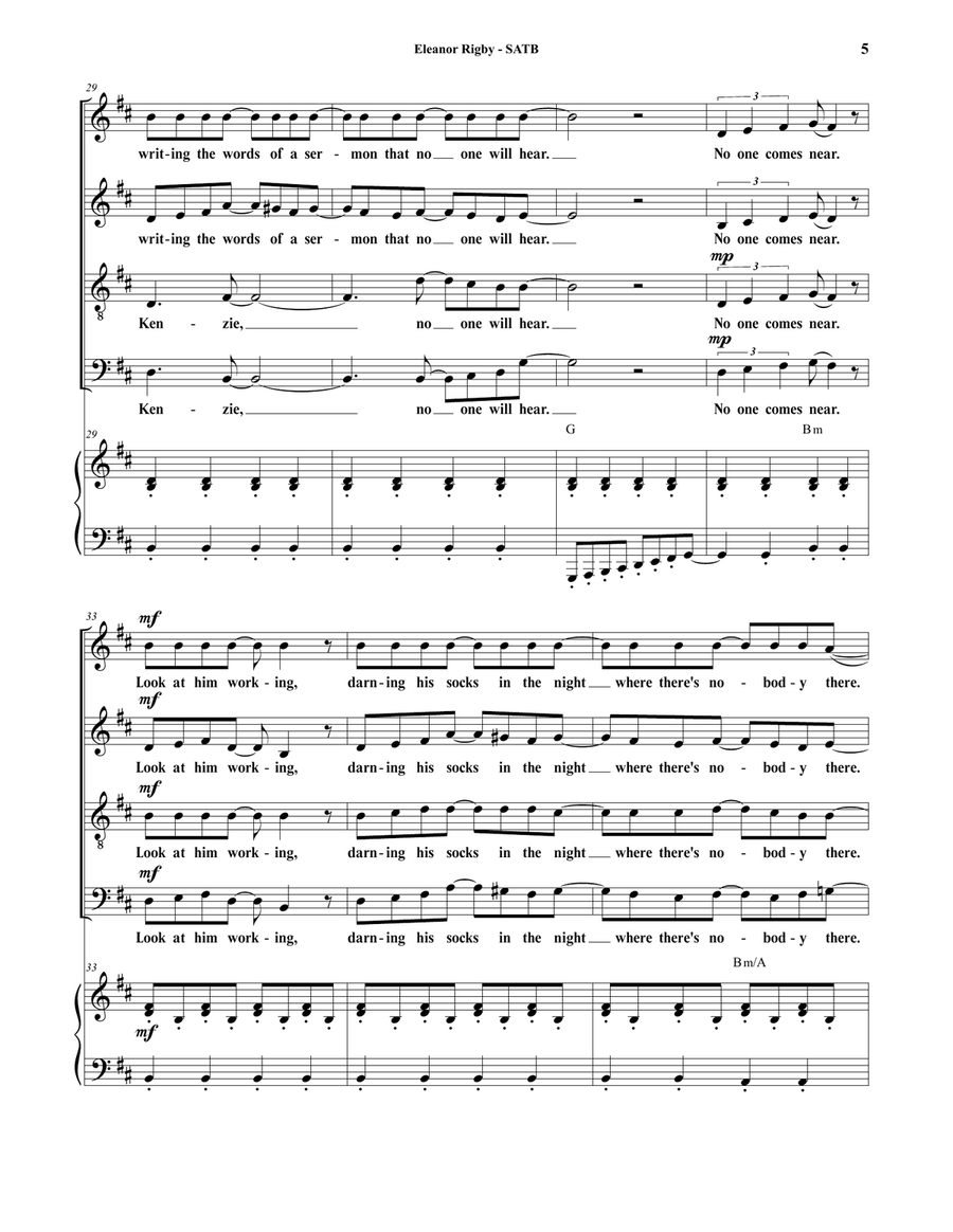Eleanor Rigby 4-Part scores gallery preview page 5