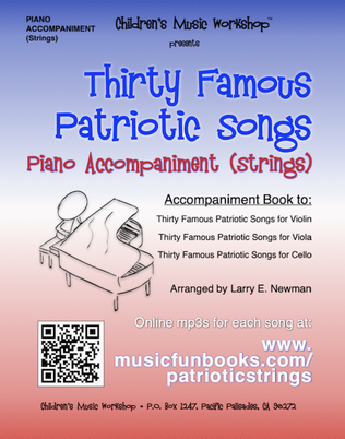 Book cover for Thirty Famous Patriotic Songs for Piano Accompaniment (Strings)