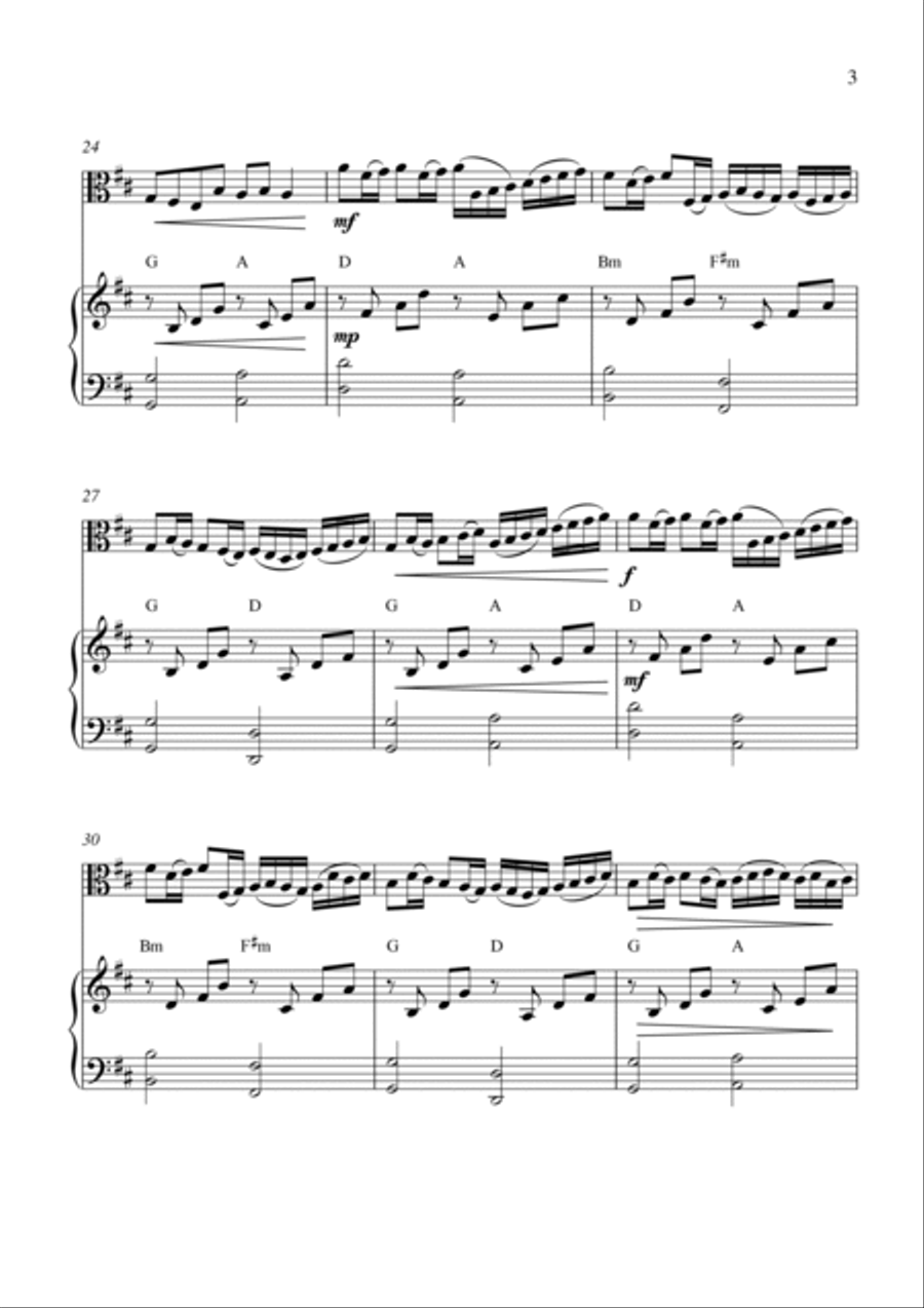 Canon in D (for viola solo and piano accompaniment) Piano scores gallery preview page 3