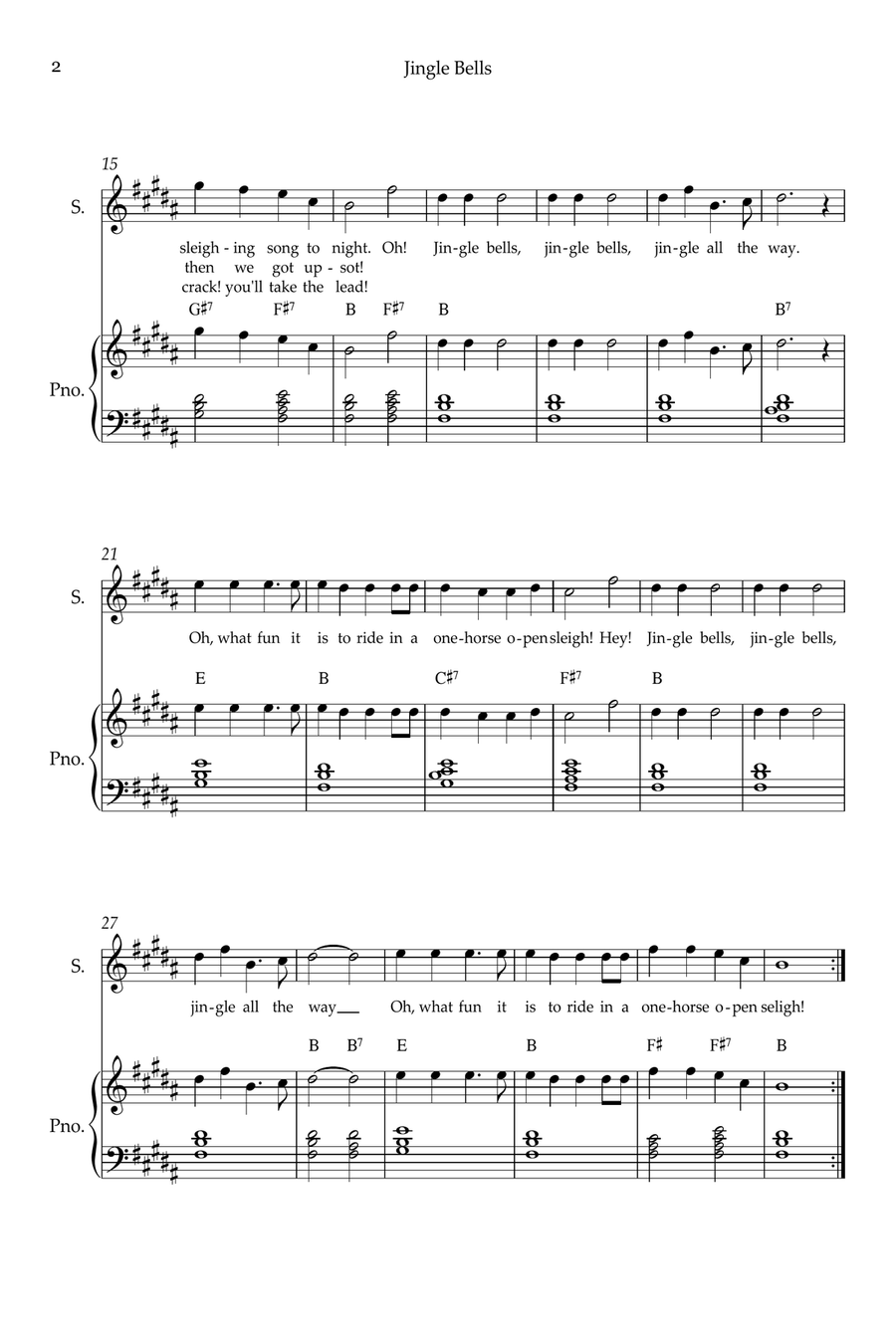 Jingle Bells Soprano Voice scores gallery preview page 2
