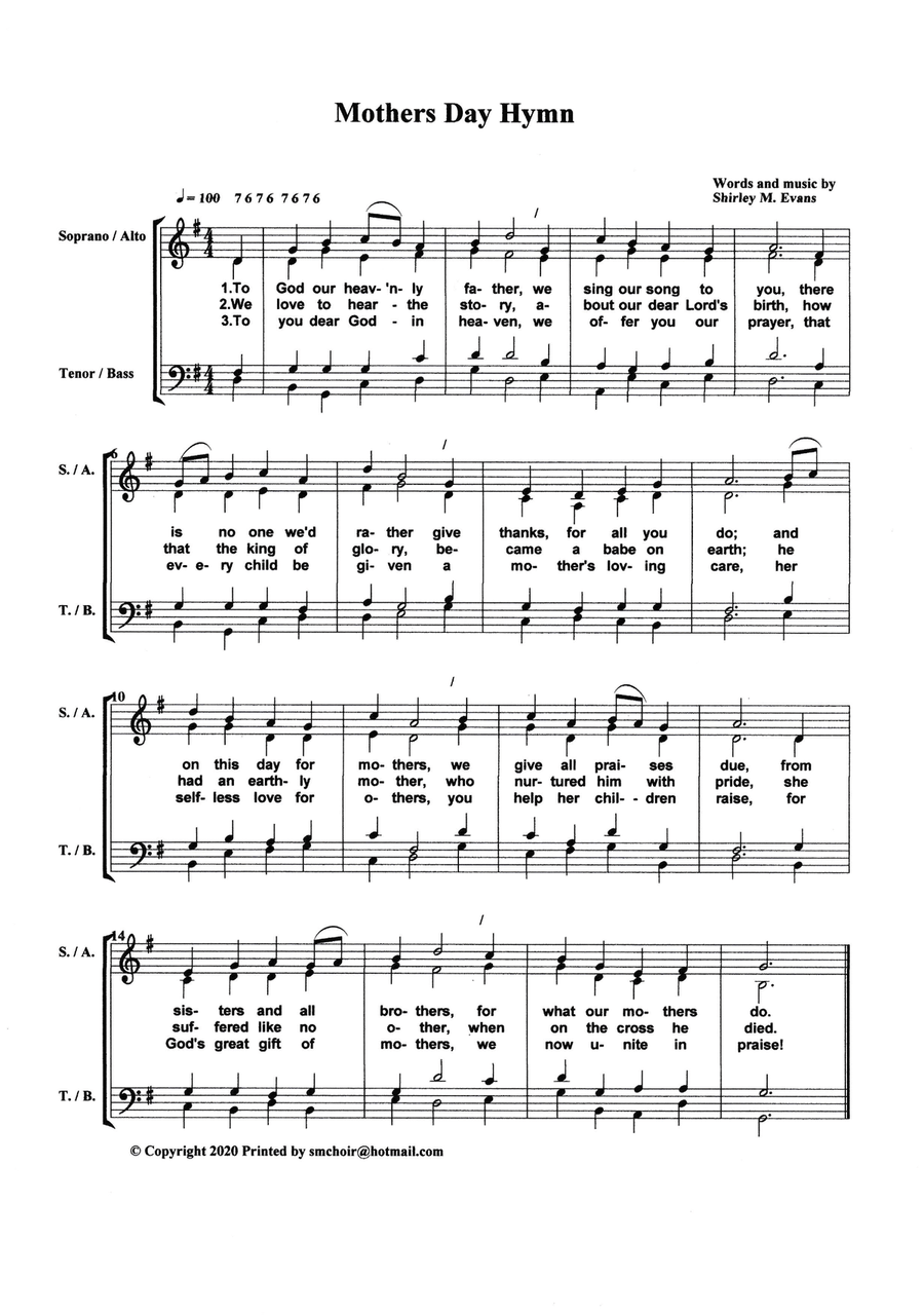 Mothers Day Hymn 4-Part scores gallery preview page 2