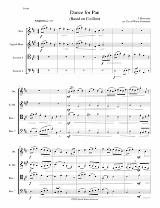 Dance for Pan (based on Cotillon) for double-reed quartet (oboe, cor anglais and 2 bassoons)