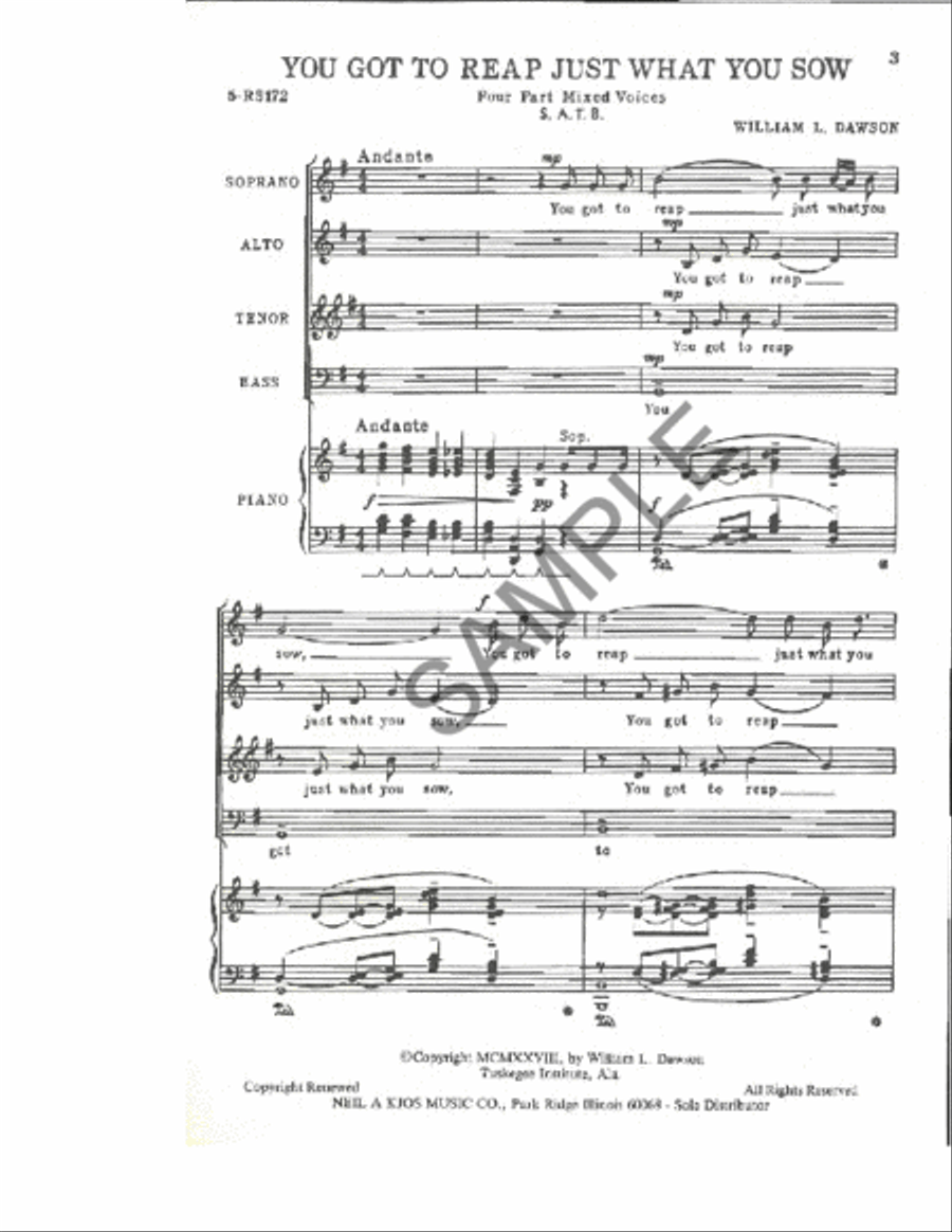 You Got to Reap Just What You Sow SATB 4-Part scores gallery preview page 2