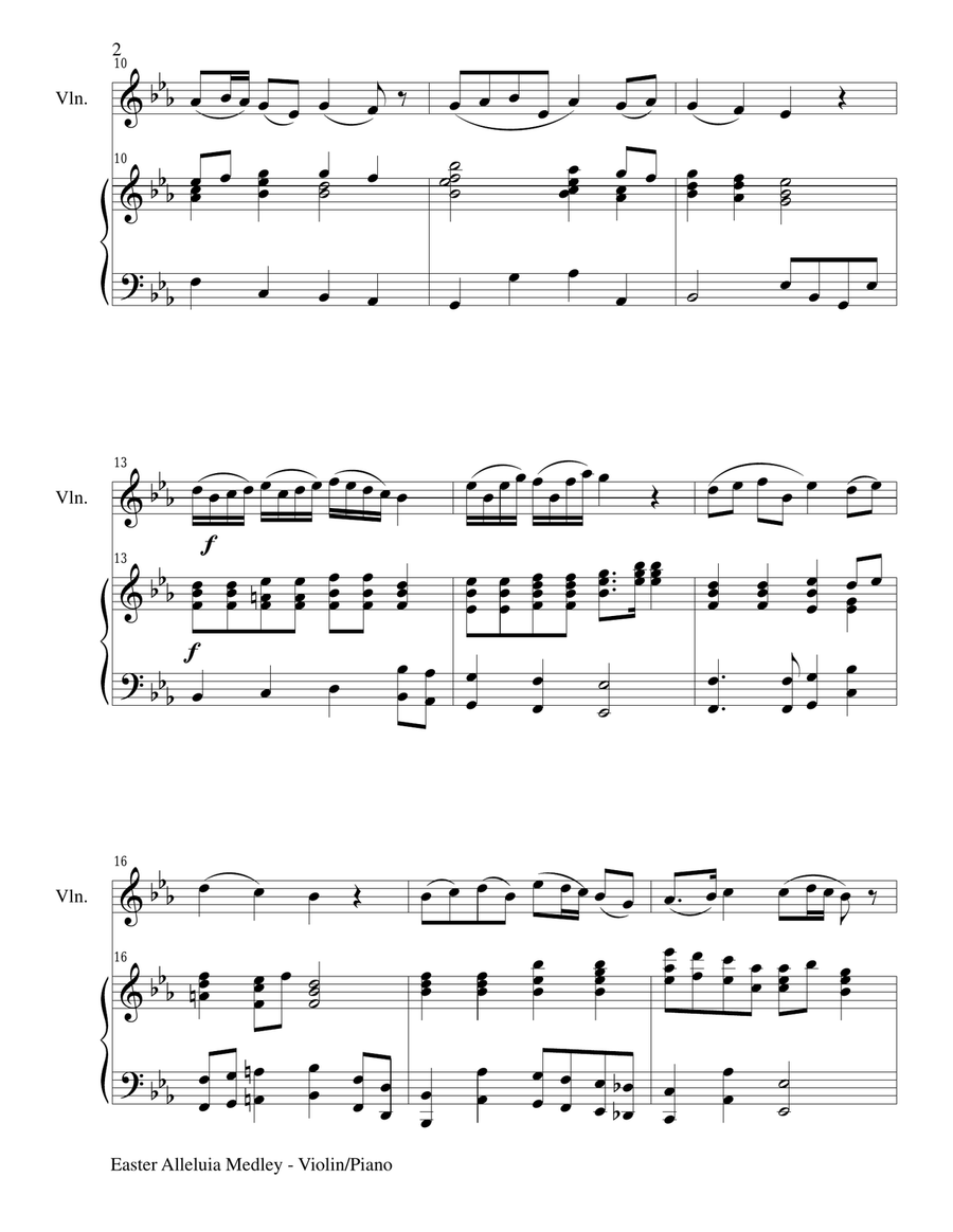EASTER ALLELUIA MEDLEY (Duet – Violin/Piano) Score and Violin Part Violin Solo scores gallery preview page 2