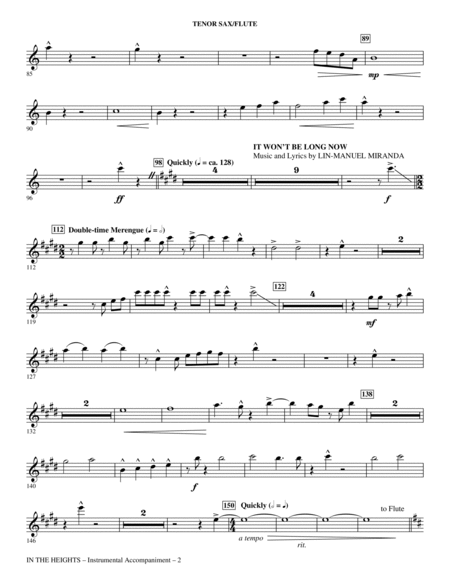 In The Heights (Choral Medley) - Tenor Sax/Flute