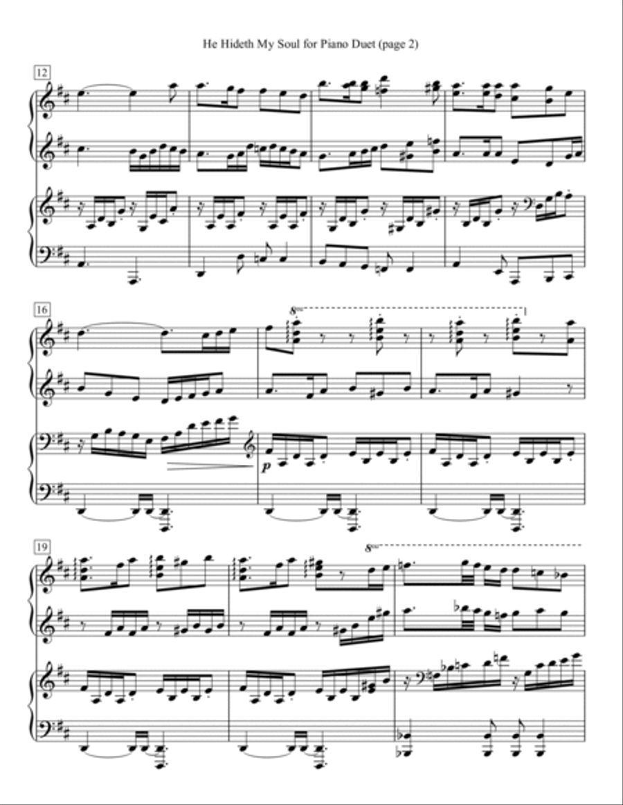 He Hideth My Soul for Piano Duet 1 Piano, 4-Hands scores gallery preview page 2