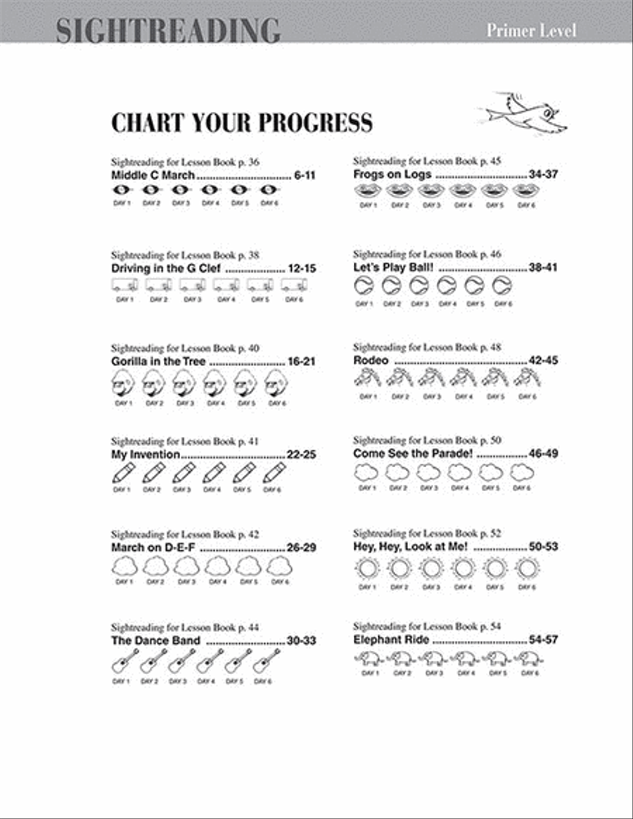 Primer Level – Sightreading Book Piano Method scores gallery preview page 2