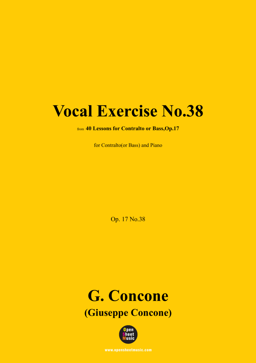 G. Concone-Vocal Exercise No.38,for Contralto(or Bass) and Piano Piano scores gallery preview page 1