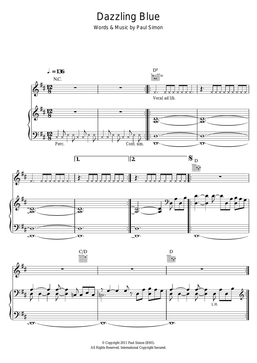 Dazzling Blue Dazzling Blue Piano, Vocal scores gallery preview page 1
