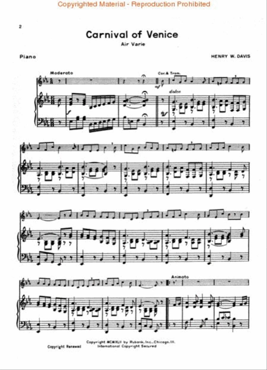 Carnival Of Venice - Air Varie Cornet scores gallery preview page 2
