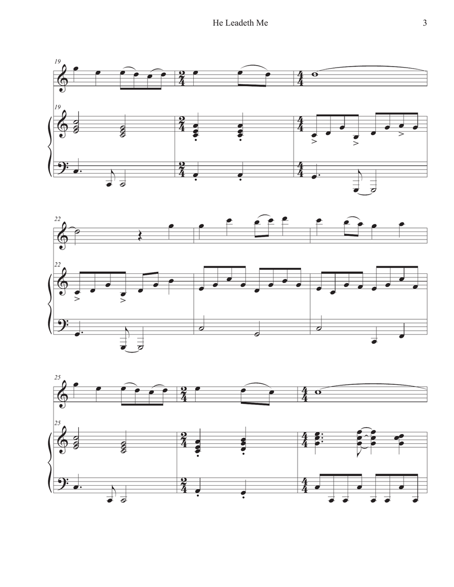 He Leadeth Me (Violin-Piano) Violin Solo scores gallery preview page 3