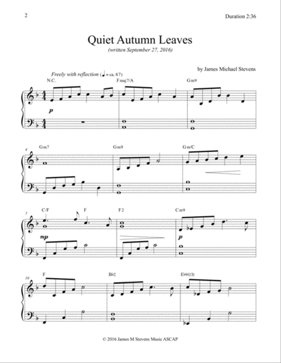 Quiet Autumn Leaves - Piano Solo Piano Solo scores gallery preview page 2