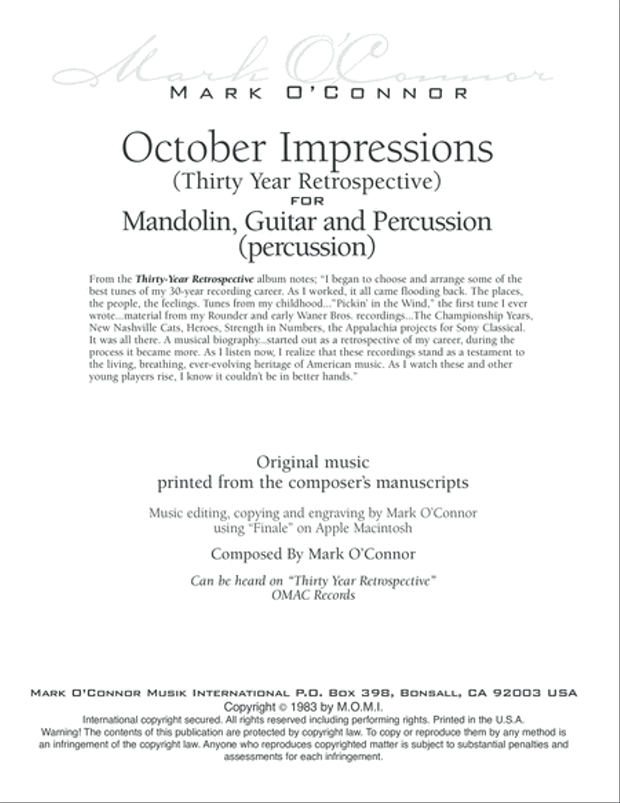October Impressions (percussion part – mandolin, guitar, percussion) Small Ensemble scores gallery preview page 2