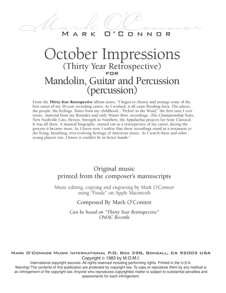October Impressions (percussion part – mandolin, guitar, percussion) image number null