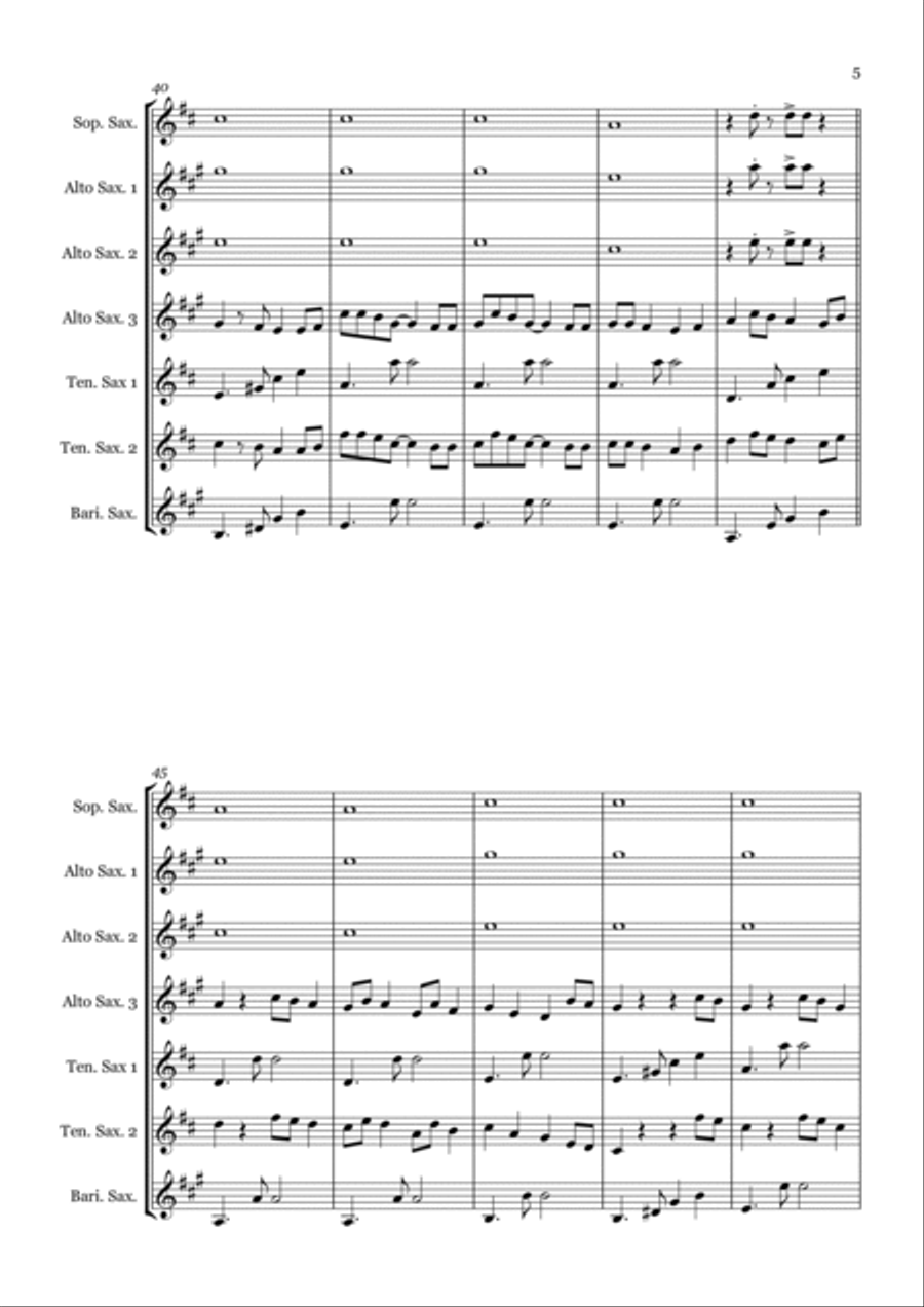 Rockin' Around The Christmas Tree Saxophone Quartet scores gallery preview page 5