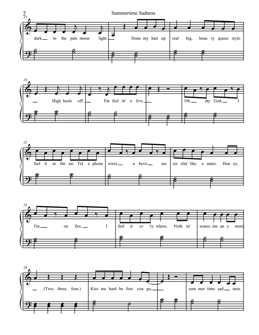 Summertime Sadness Small Ensemble scores gallery preview page 2