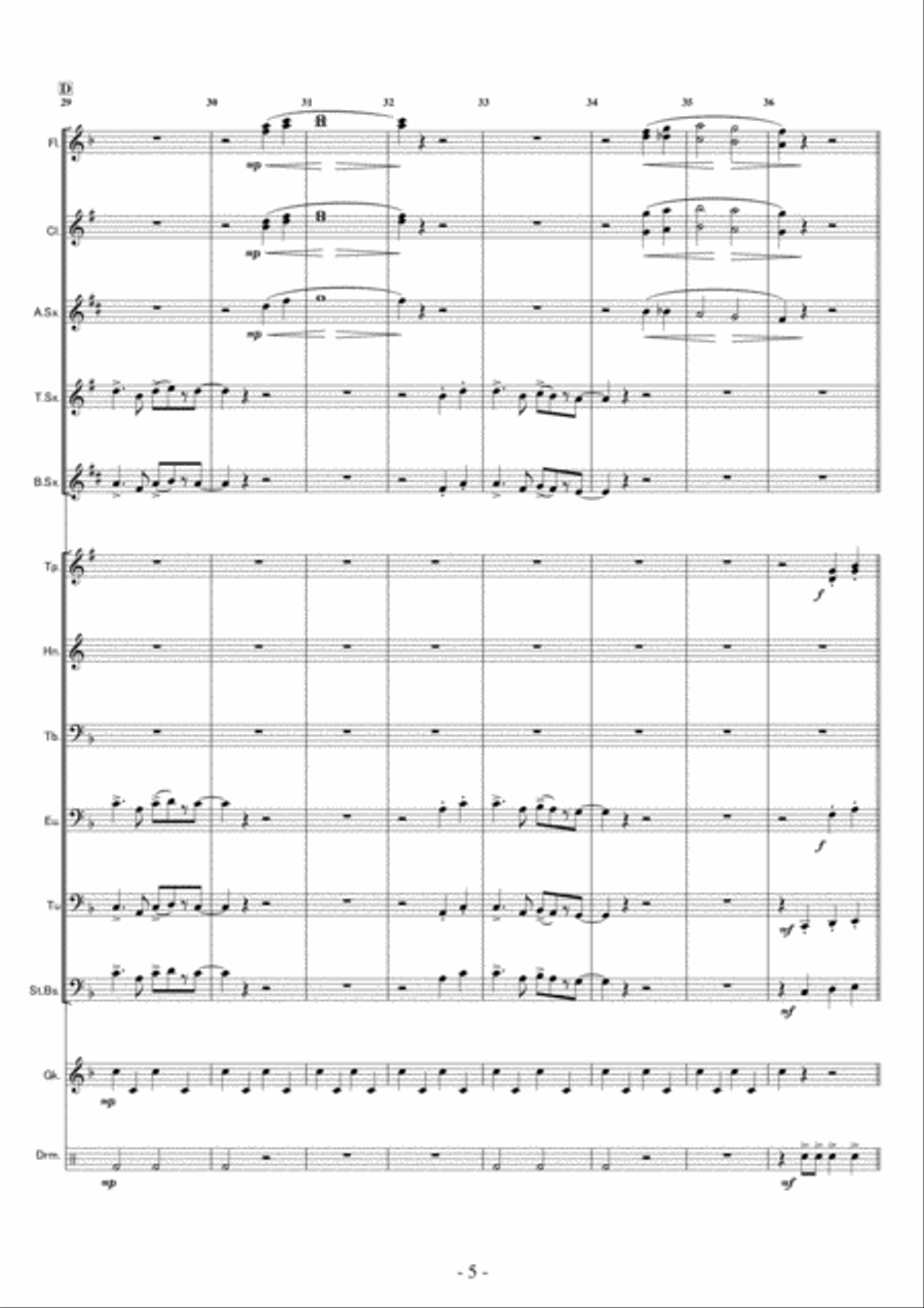 ＜Small Band＞Michael, Row the Boat Ashore Concert Band scores gallery preview page 5