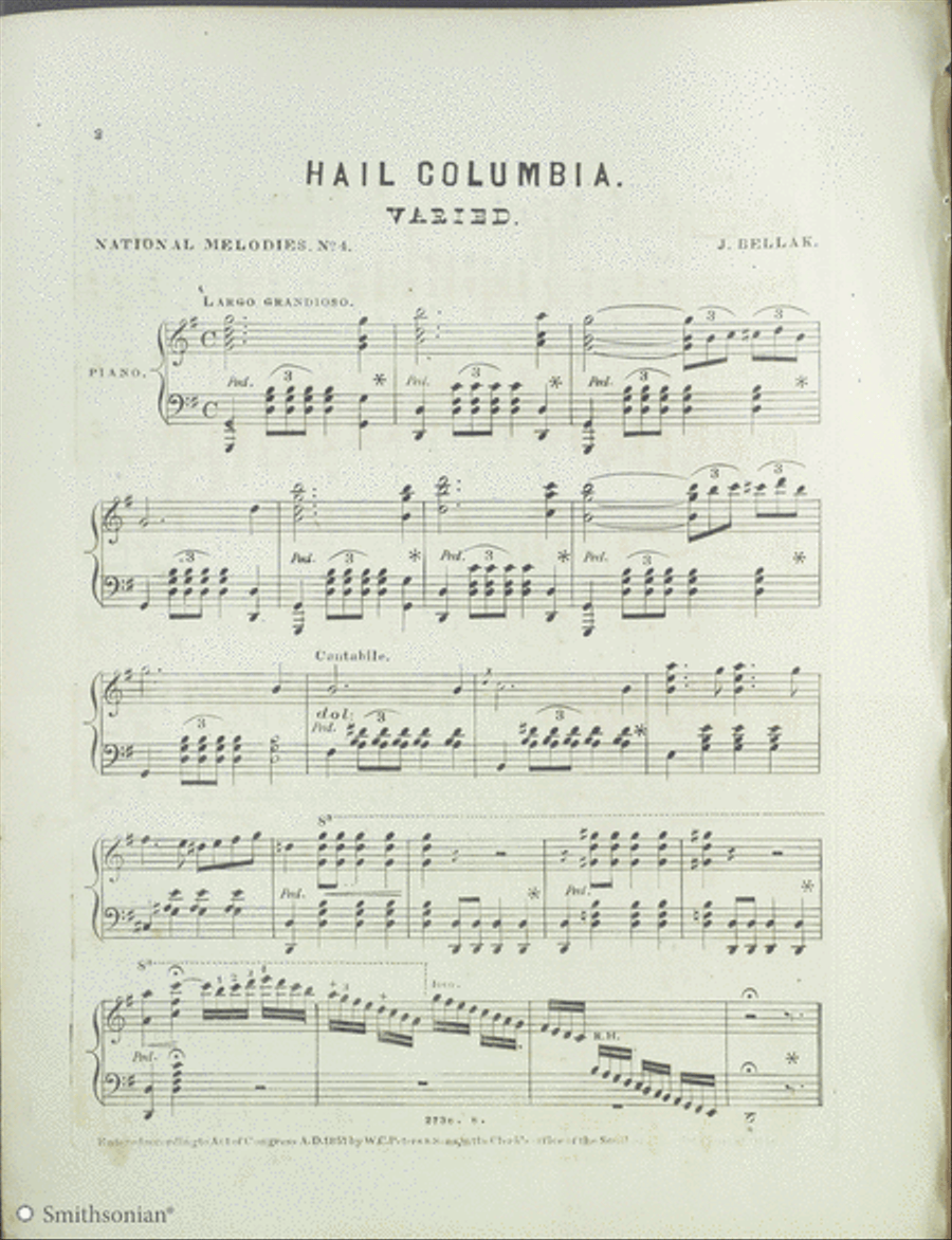Popular National Melodies with Brilliant Variations: Hail Columbia Piano Solo scores gallery preview page 2