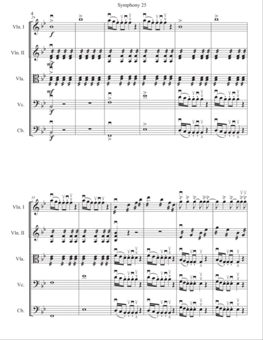 Mozart Symphony 25 1st Movement for String Orchestra String Quartet scores gallery preview page 5