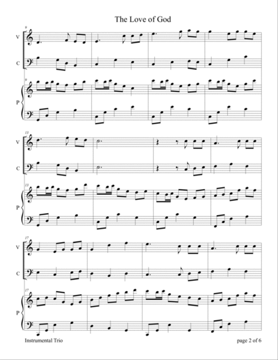 The Love of God (for Cello and Violin Duet with Piano Accompaniment) Piano Trio scores gallery preview page 6