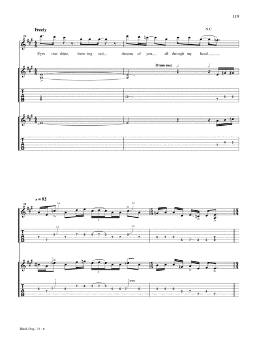Black Dog Guitar Tablature scores gallery preview page 6