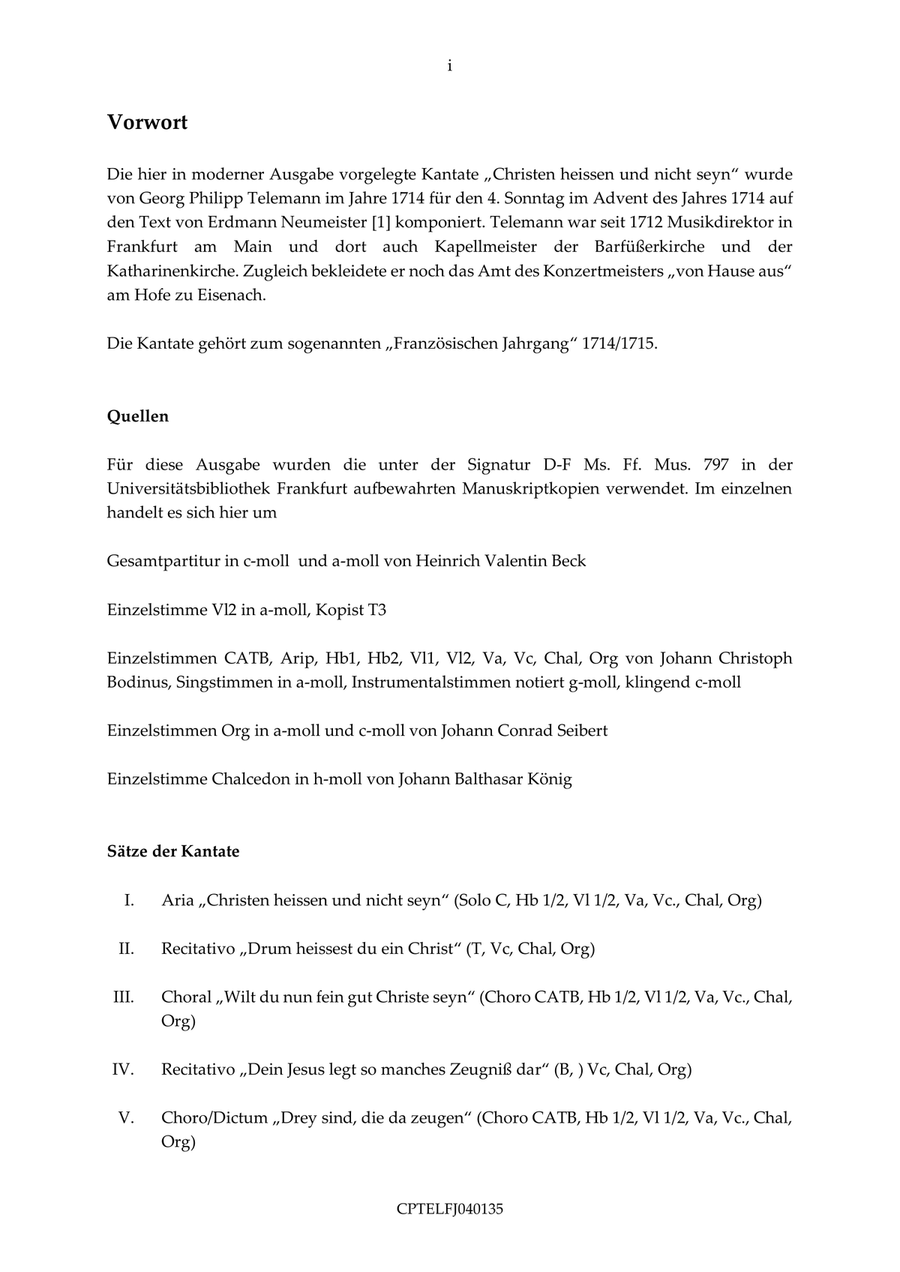Christen heißen und nicht seyn TVWV 1:135 4-Part scores gallery preview page 3