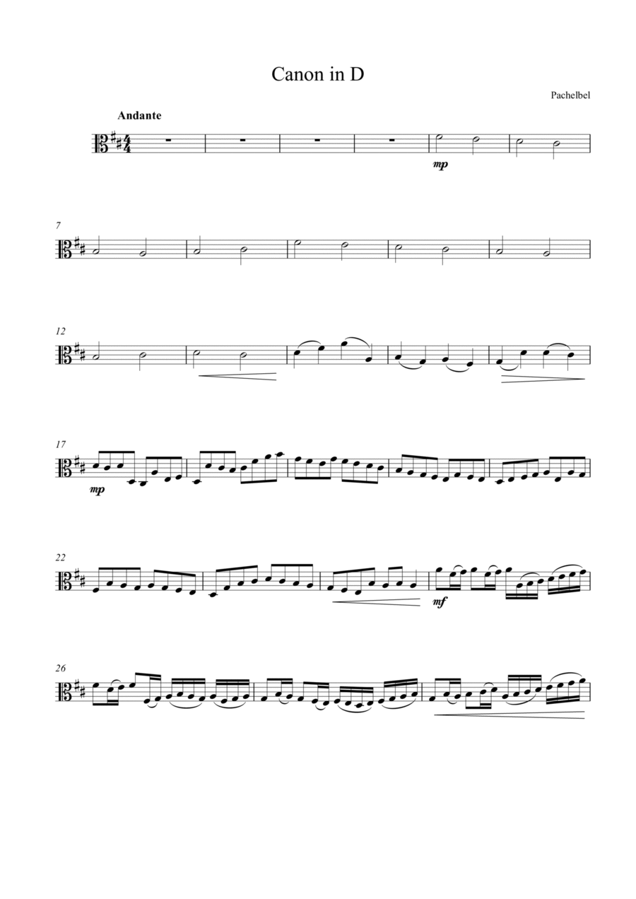 Canon in D Viola Solo scores gallery preview page 1