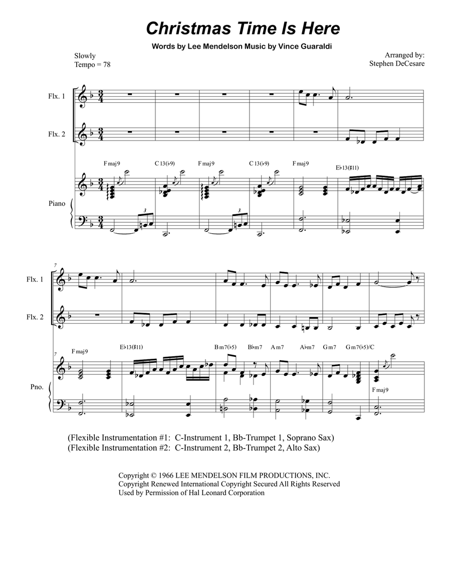 Christmas Time Is Here Large Ensemble scores gallery preview page 1