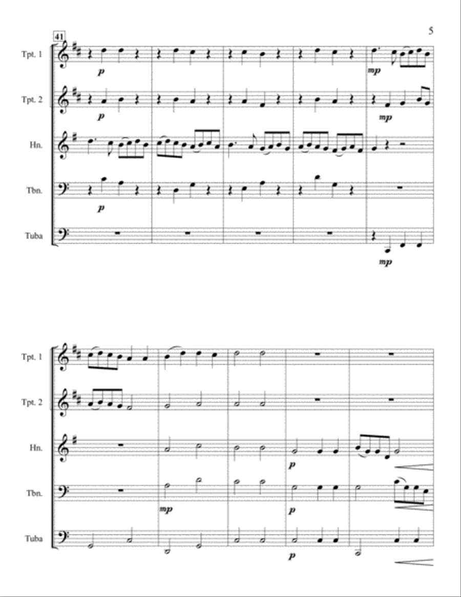 Ding Dong Merrily On High Brass Quintet scores gallery preview page 5
