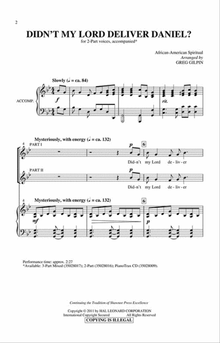 Didn't My Lord Deliver Daniel? 2-Part scores gallery preview page 2