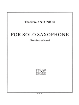 Book cover for For Solo Saxophone (saxophone Solo)