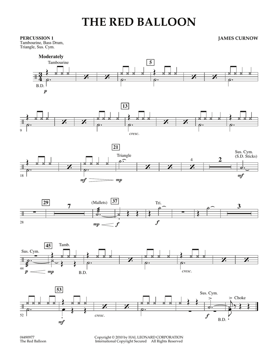 The Red Balloon - Percussion 1 Orchestra scores gallery preview page 1