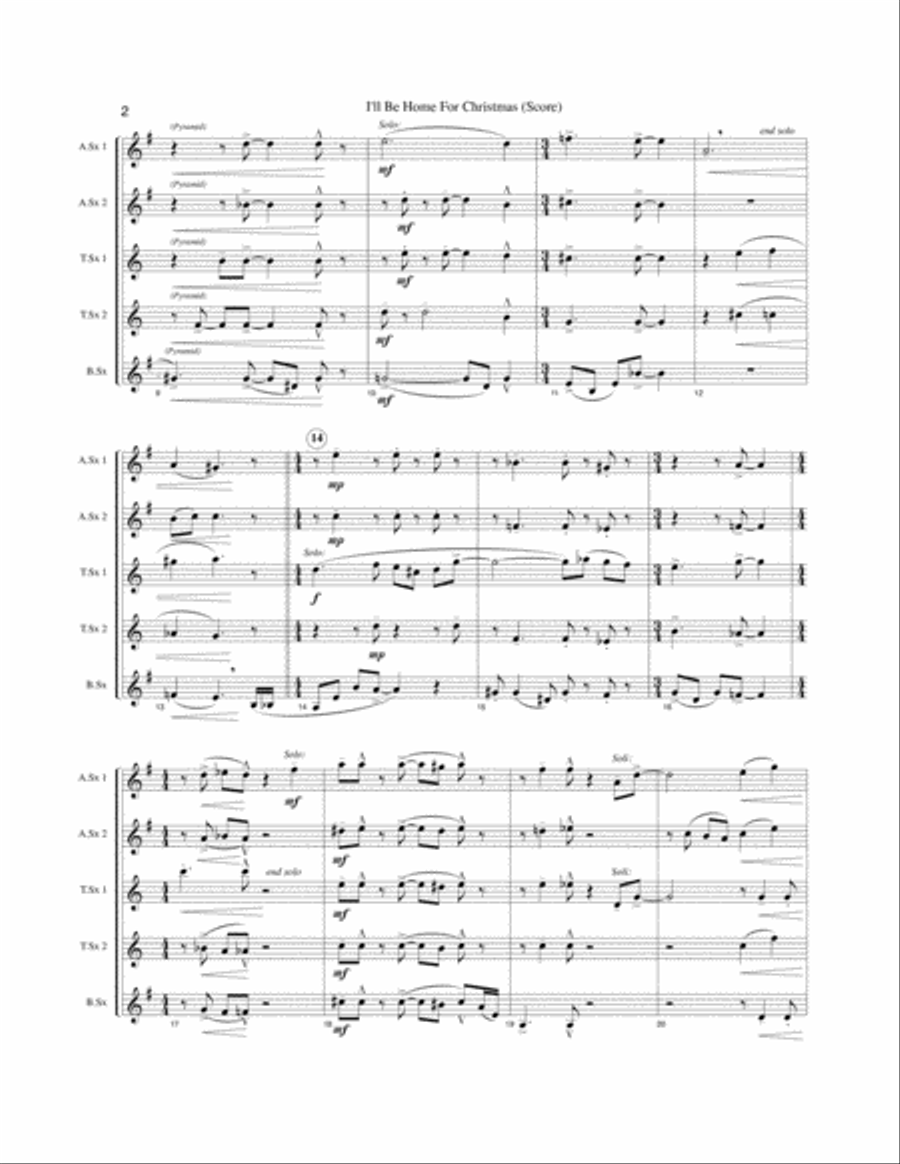 I'll Be Home For Christmas Woodwind Quintet scores gallery preview page 3
