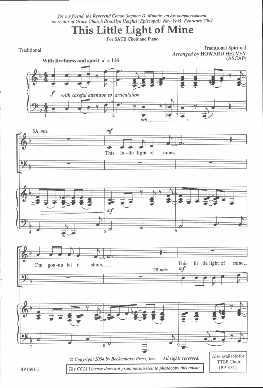 This Little Light of Mine - SATB 4-Part scores gallery preview page 2