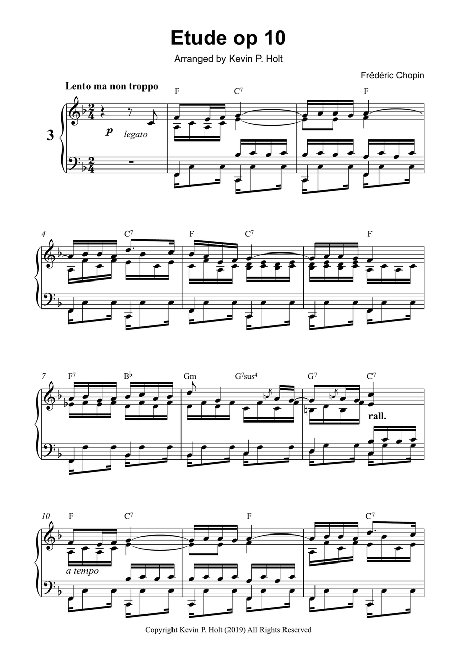 Chopin Etude Op. 10 No. 3 - Easy Piano Piano Method scores gallery preview page 1