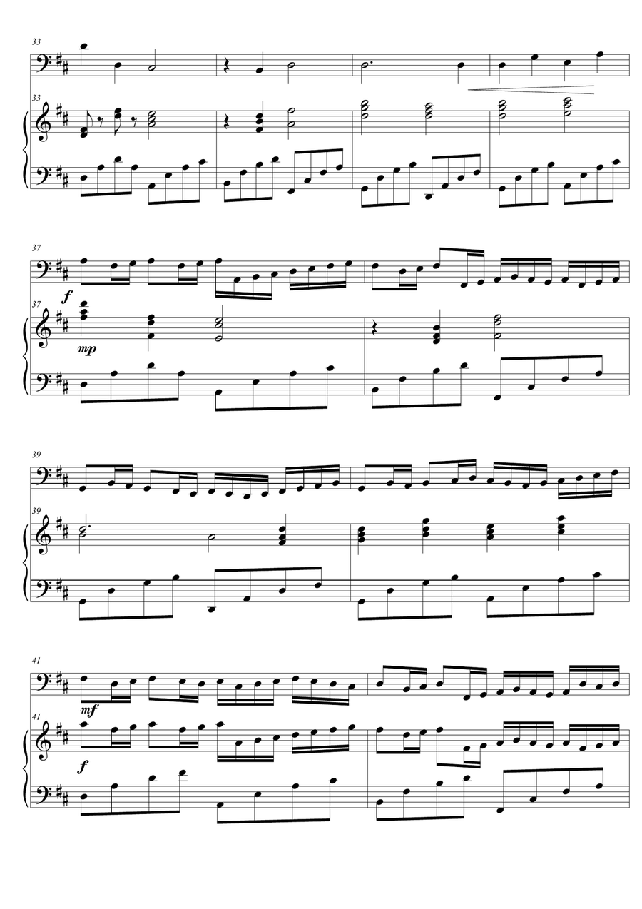 Canon in D major Cello and Piano Piano Accompaniment scores gallery preview page 3
