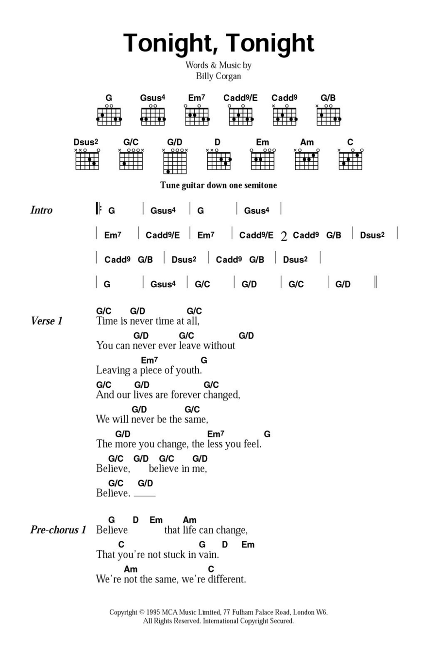 Tonight, Tonight Guitar scores gallery preview page 1