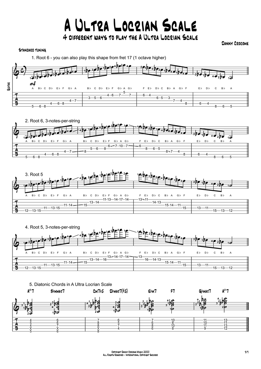 A Ultra Locrian Scale (4 Ways to Play) Electric Guitar scores gallery preview page 1
