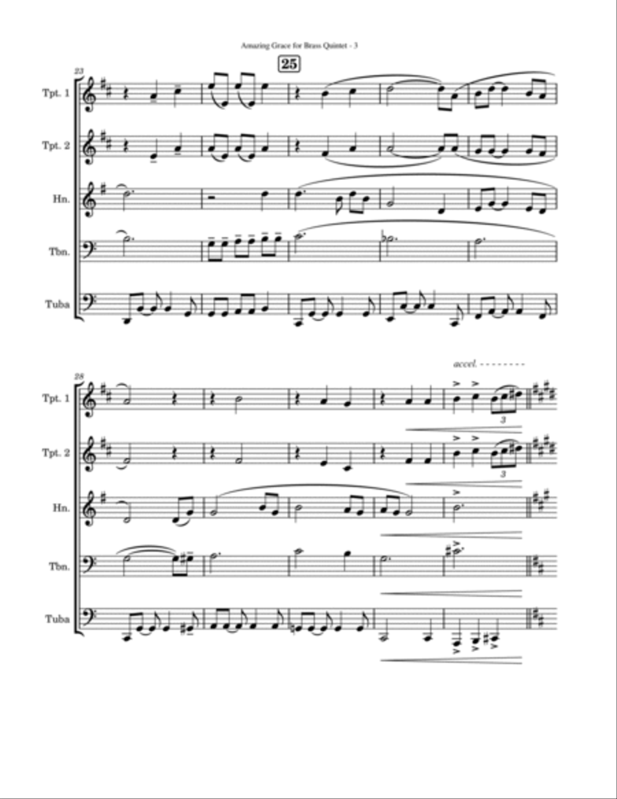 Amazing Grace Brass Quintet scores gallery preview page 3