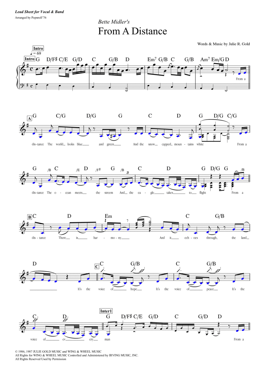 From A Distance Piano scores gallery preview page 1