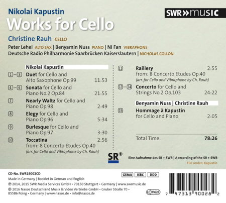 Nikolai Kapustin: Works for Cello & Klavier