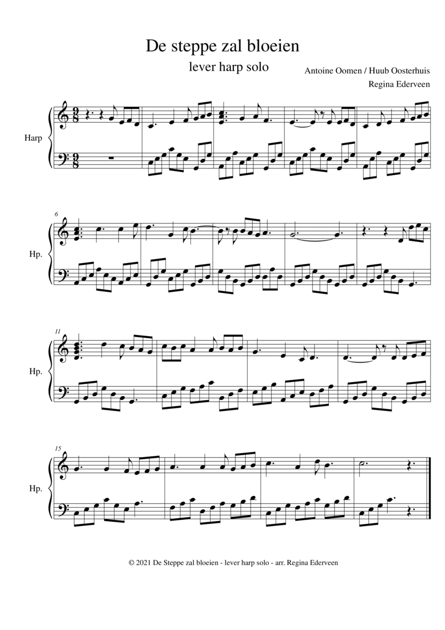 De steppe zal bloeien - lever harp solo Celtic Harp scores gallery preview page 1