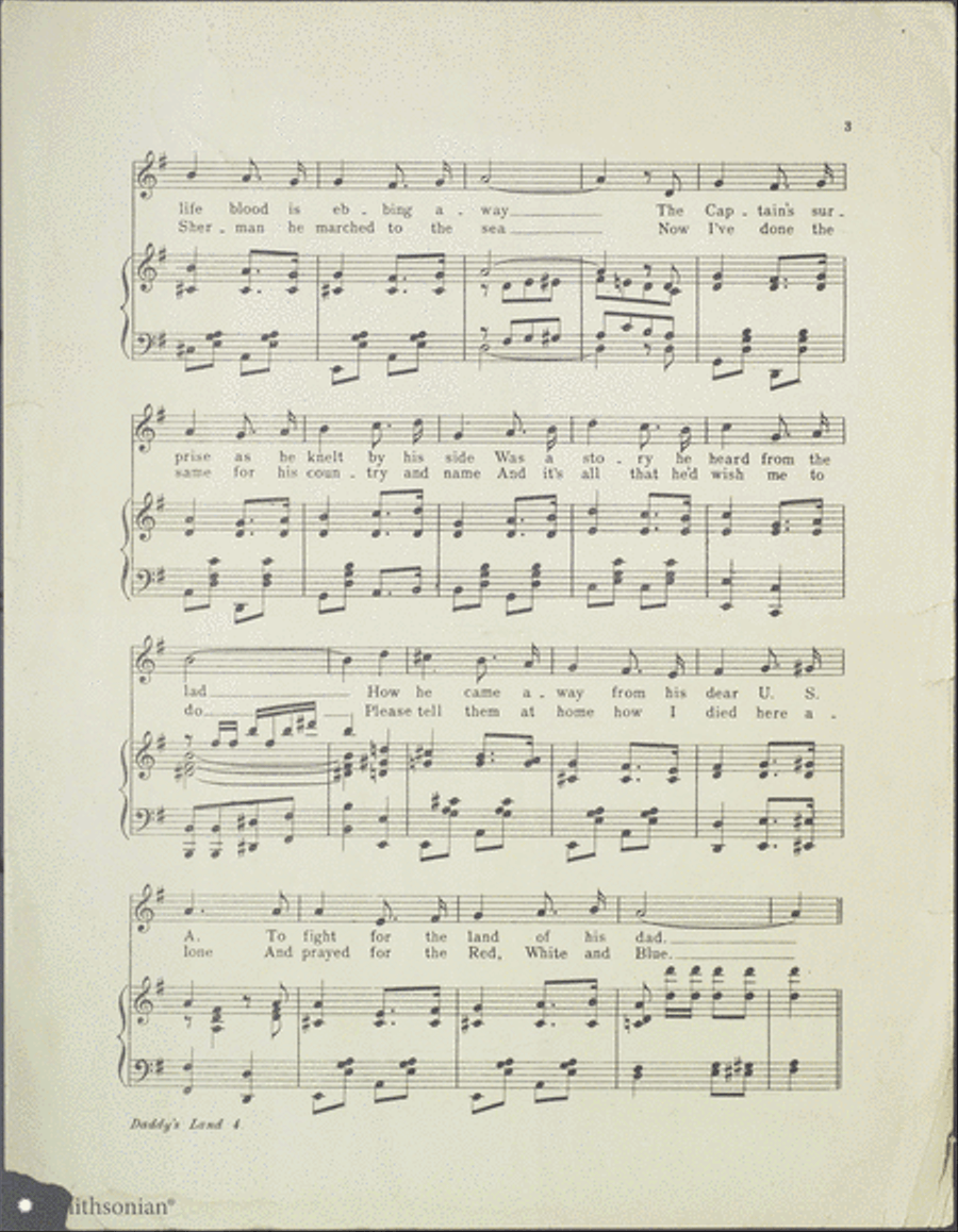 A Pathetic Song Story, Daddy's Land Piano, Vocal scores gallery preview page 3