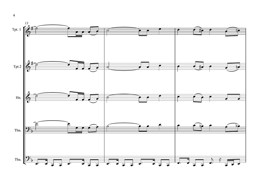 Niuean National Anthem for Brass Quintet Brass Quintet scores gallery preview page 4