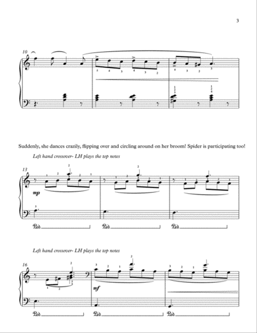 The Witches Tarantella - Intermediate piano pedagogical music for hand crossover, as Halloween speci Piano Solo scores gallery preview page 3