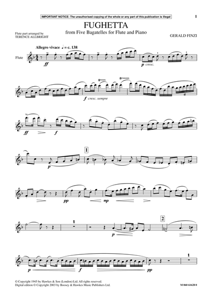 Fughetta (from Five Bagatelles For Flute And Piano)