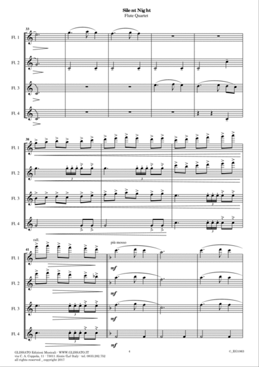 Silent Night - Flute Quartet (score & parts) image number null
